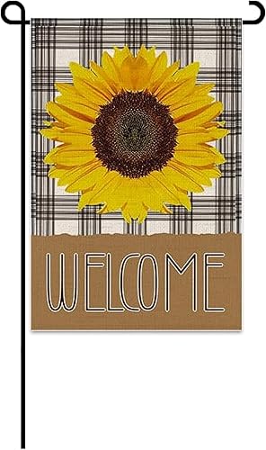Miniatura 10 de Bandera de jardín de doble cara de 28 x 40 pulgadas  Bandera de jardín de girasol de primavera y verano  Banderas de arpillera grandes de temporada
