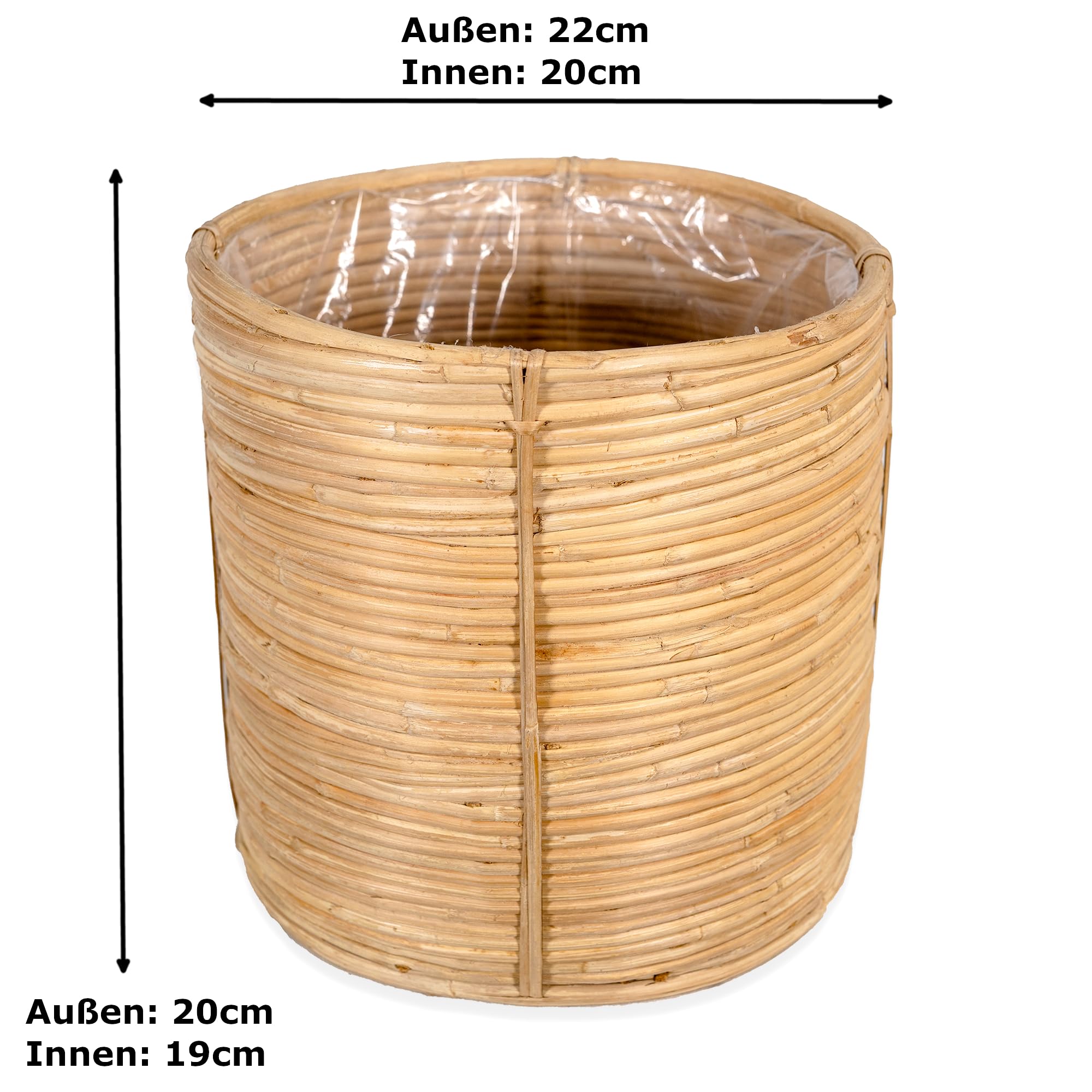 DARO DEKO Rattan Korb Topf 3er Set rund Blumentopf geflochten Aufbewahrungskorb Übertopf Blumenkorb