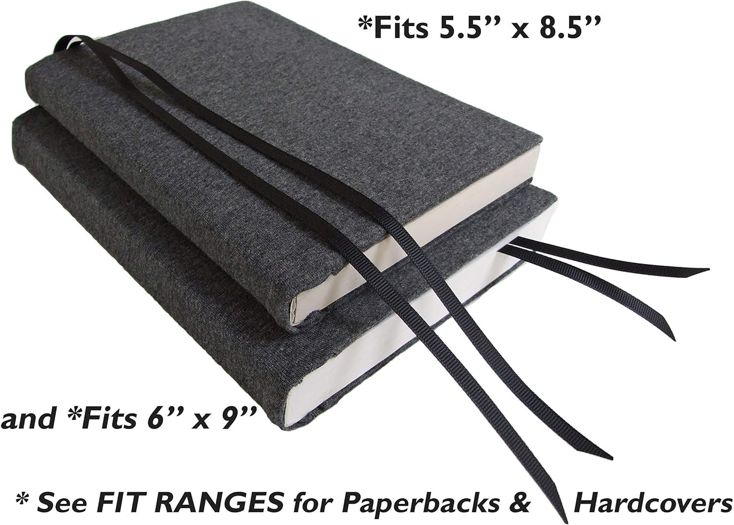 6 Inch Trade Size Paperback Book Cover for Adults in Dark Grey Heather Stretch, Fabric Book Sleeve Small for 5.5x8.5 to 6x9 Paperback and Hardcover Books and Journals
