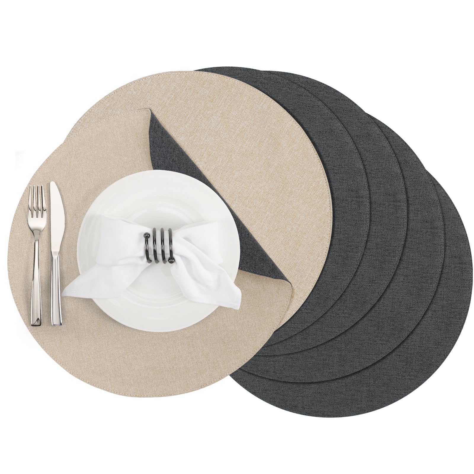 Banchif Platzsets Leinenimitat Tischsets Abwaschbar Tischsets Doppelseitigen Platzsets Stoff Platzdecken maschinenwaschbar 30 x 45 cm