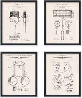 Poster Master 4-Piece Painting Blueprint Poster - Paintbrush Patent Print - Painting Device Art - Container Design - Mask Print - Painter Design - Technical Great Office Decor - 11x14 UNFRAMED