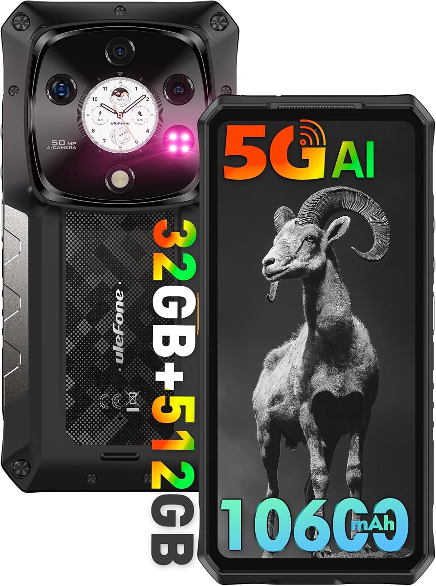 Armor 28 Pro 5G AI Teléfono robusto, 32GB(16+16)+512GB/2TB, MTK Dimensity 7300, pantalla dual AMLOED de 6.67", cámara real de 64MP+50MP+50MP, 10600mAh/120W, carga inalámbrica de 50W, Widevine L1, Android 15