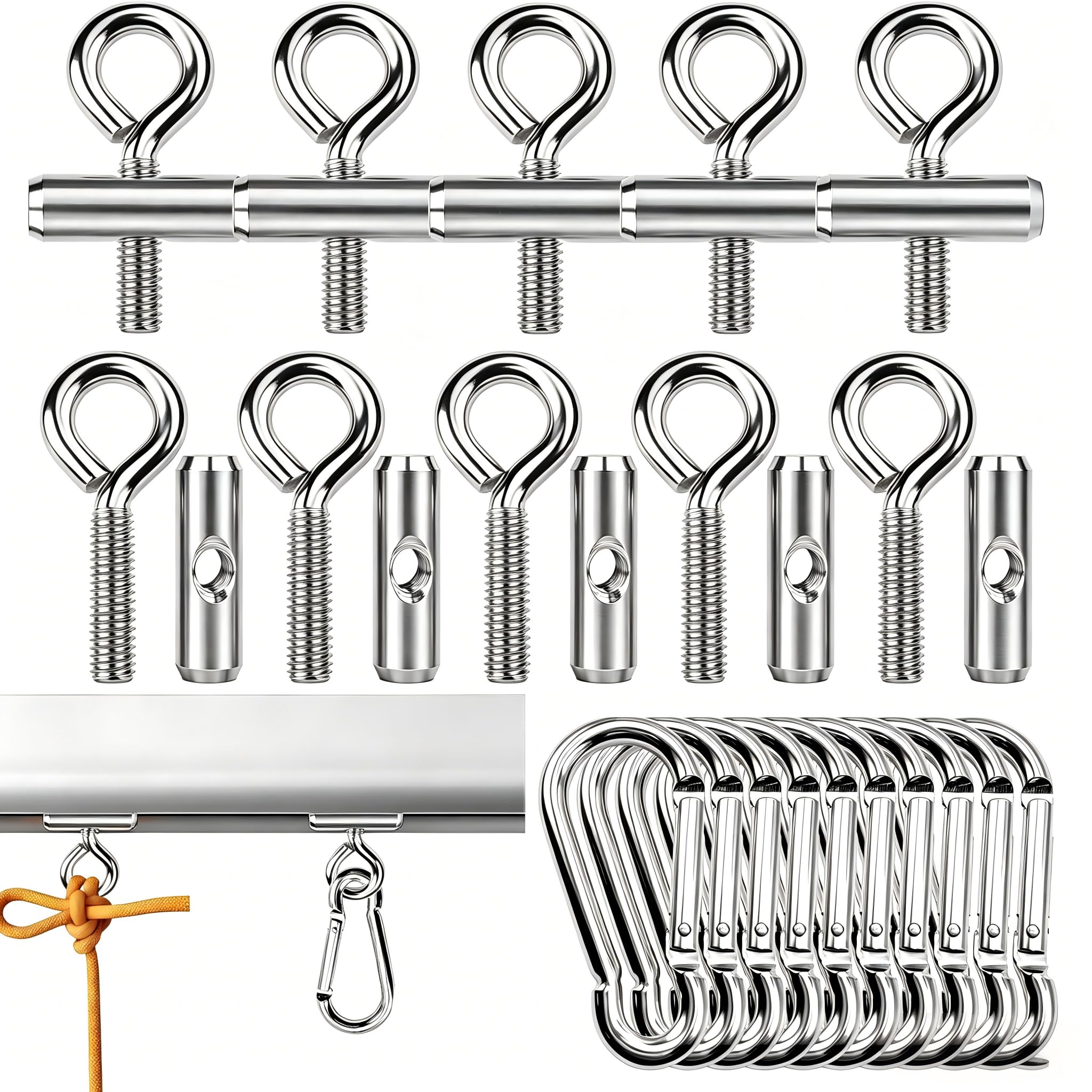 10 piezas Kederstopper 8-10mm Stopper für Kederschiene Accesories - Conjunto de topes de acero inoxidable con mosquitetas y ojos para Awkers von Wohnmobil, Caravan, Caravan, Campervan un Tent - 1