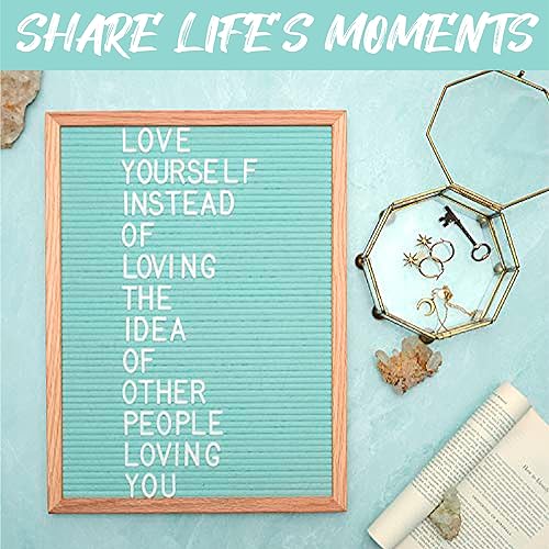 Miniatura 90 de Letrero de fieltro negro y letras blancas de 10 x 10 pulgadas Este letrero personalizable incluye 300 letras de plástico y marco de roble., Negro