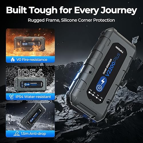 Miniatura 5 de Arrancador de batería de coche y probador de batería TOPDON 2 en 1 2200A Peak Jump Starter para motores diésel de hasta 8L Gas6L 12V Booster