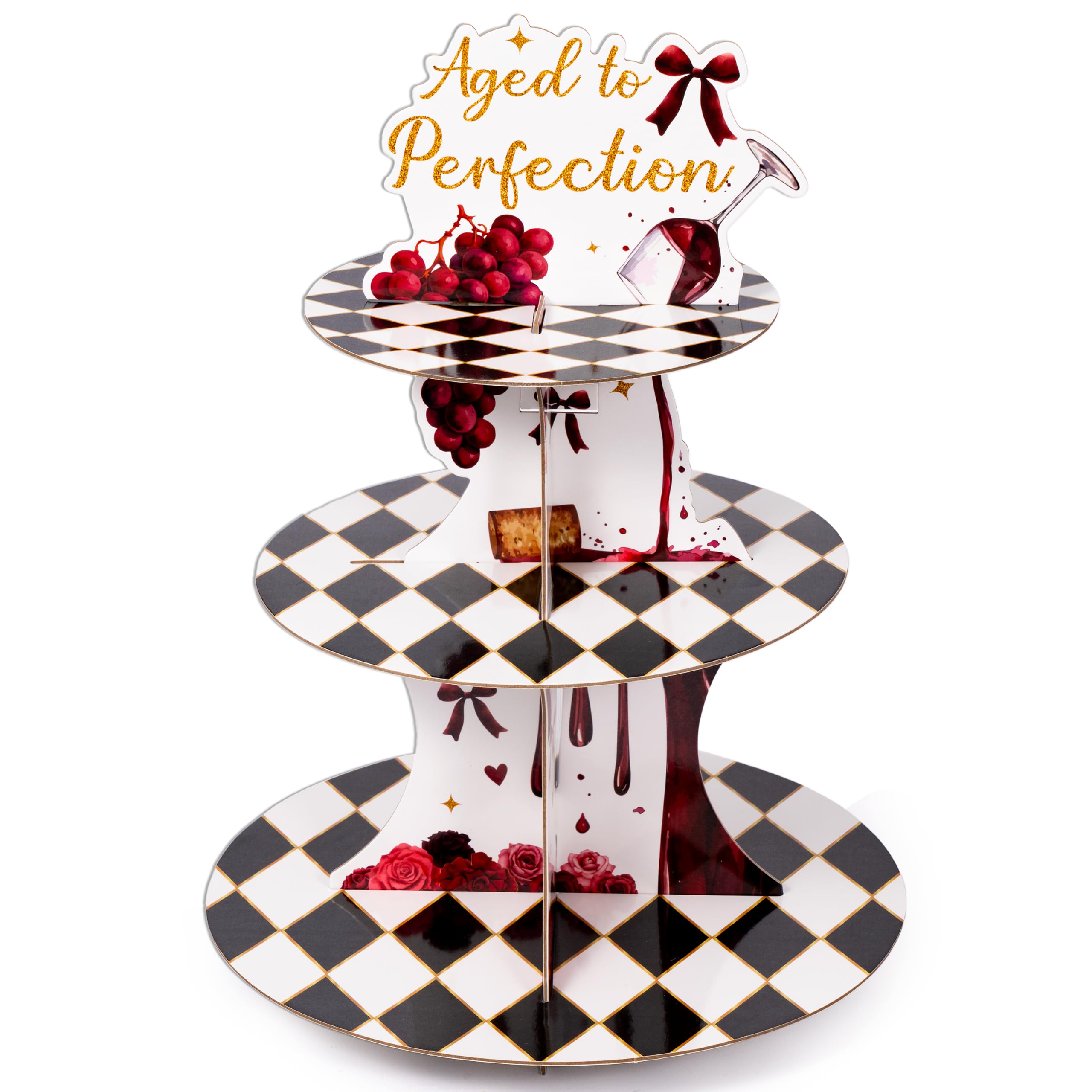 ANGOLIO 3 Tiers Age Perfection Cupcake Stand Fall Birthday Party Decoration