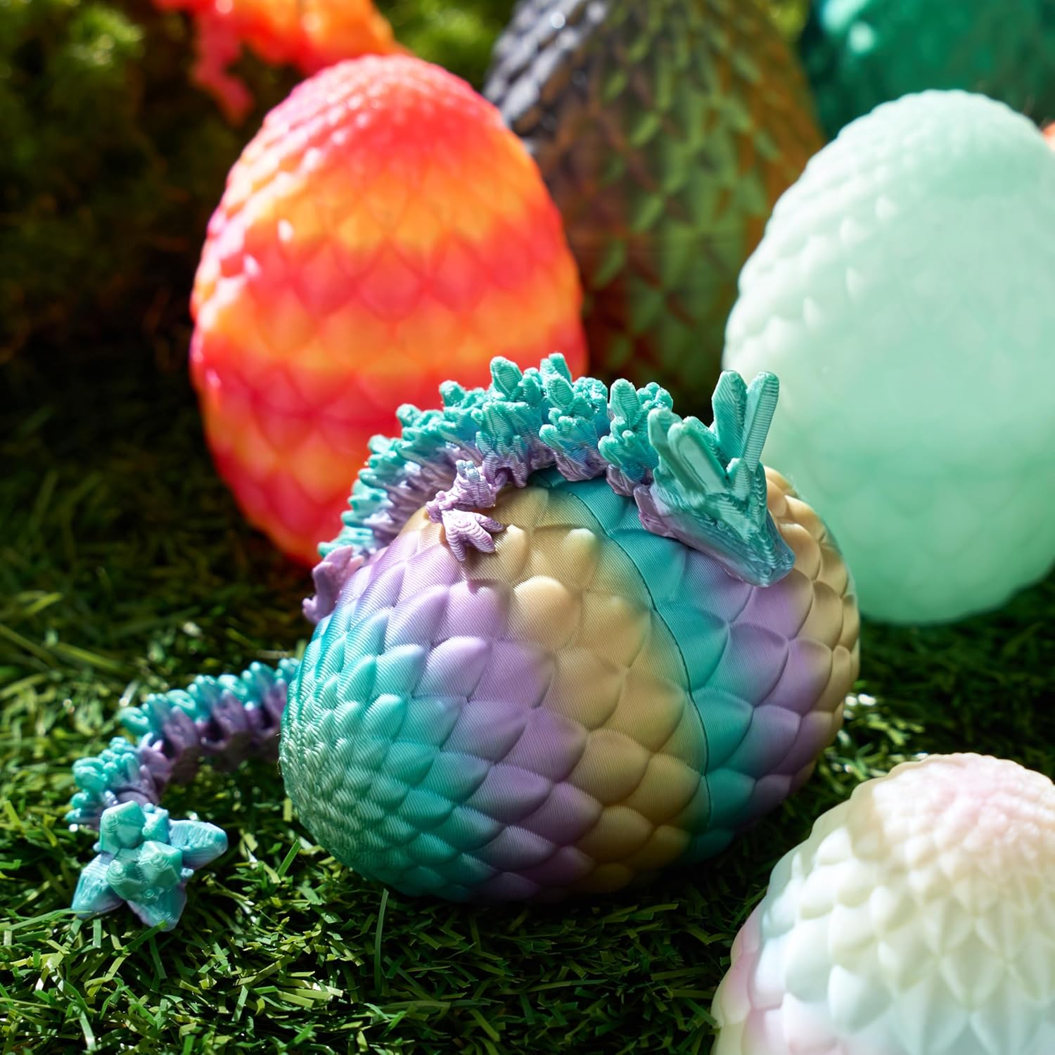 JOYIN 12 Pcs 3D Printed Dragon Eggs with Colorful Dragon Inside, Magic Articulated Toys, Basket Stuffers for Boys & Girls, Easter Theme Party Favors, Easter Egg Hunt, Classroom Prize Supplies Gifts