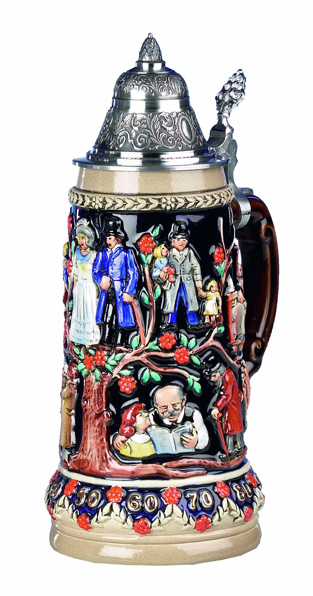 Jarra de cerveza alemana de la vida jarra 0,75 litros de cerámica con relieve tradicional KING
