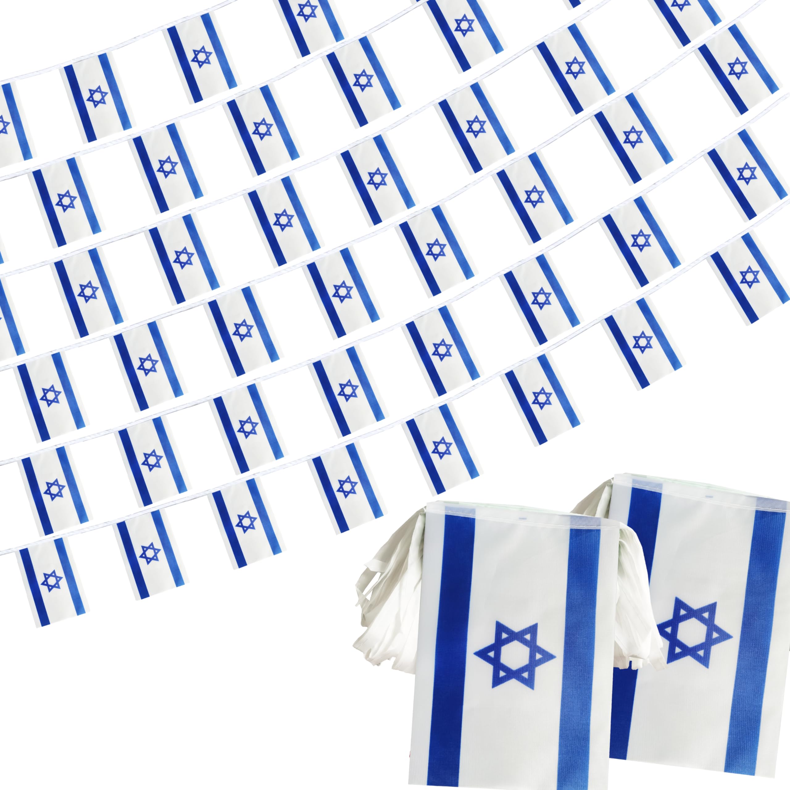 Krmkot Israel Israeli String Flag Pennant Banner, Small Mini Israel Israeli Bunting Banner National Country Decoration for School, Party, Patriotic Festival, 66 Feet 60 Flags