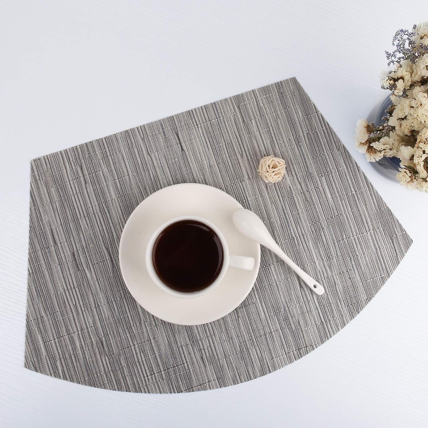 MI CASA Wedge Placemats Set of 4 for Round Tables PVC Place Mats Non-Slip Heat Resistant and Washable Table Mats for Kitchen and Dining Room Grey - Image 5