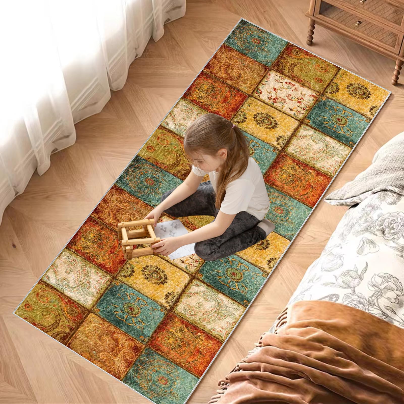 Dywan, bieżnik na korytarz, 80 x 350 cm, antypoślizgowy, dywan do kuchni, kuchni, nadaje się do prania, chodnik do przedpokoju, sypialni, salonu, wejścia