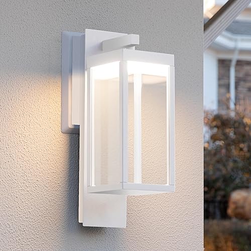 Miniatura 9 de Lámpara de pared para exteriores, lámpara de pared para exteriores del atardecer al amanecer, aplique de pared LED negro con vidrio templado