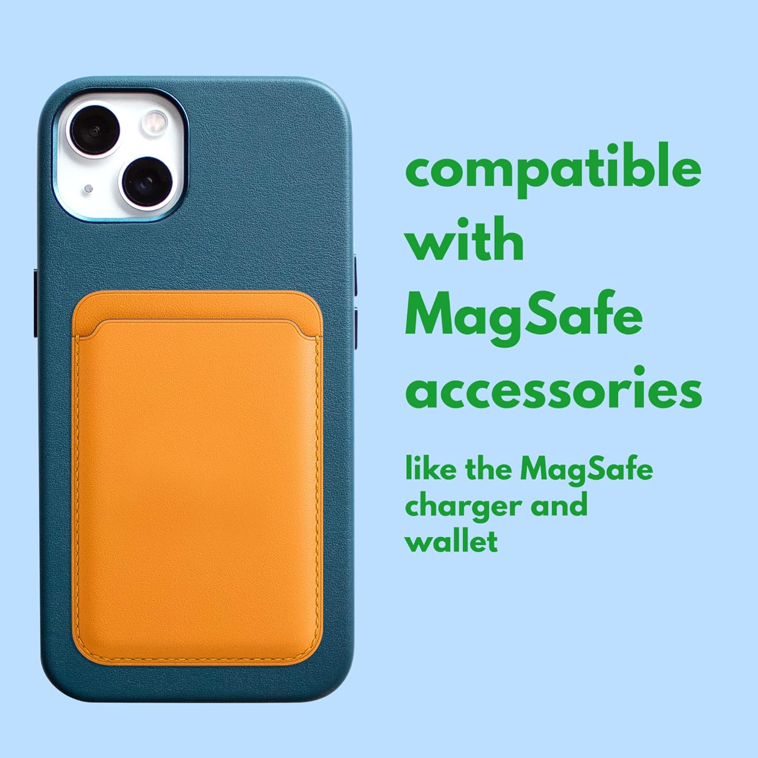 Vegan Leather Magnetic Case for iPhone 14 6.1" Baltic Blue