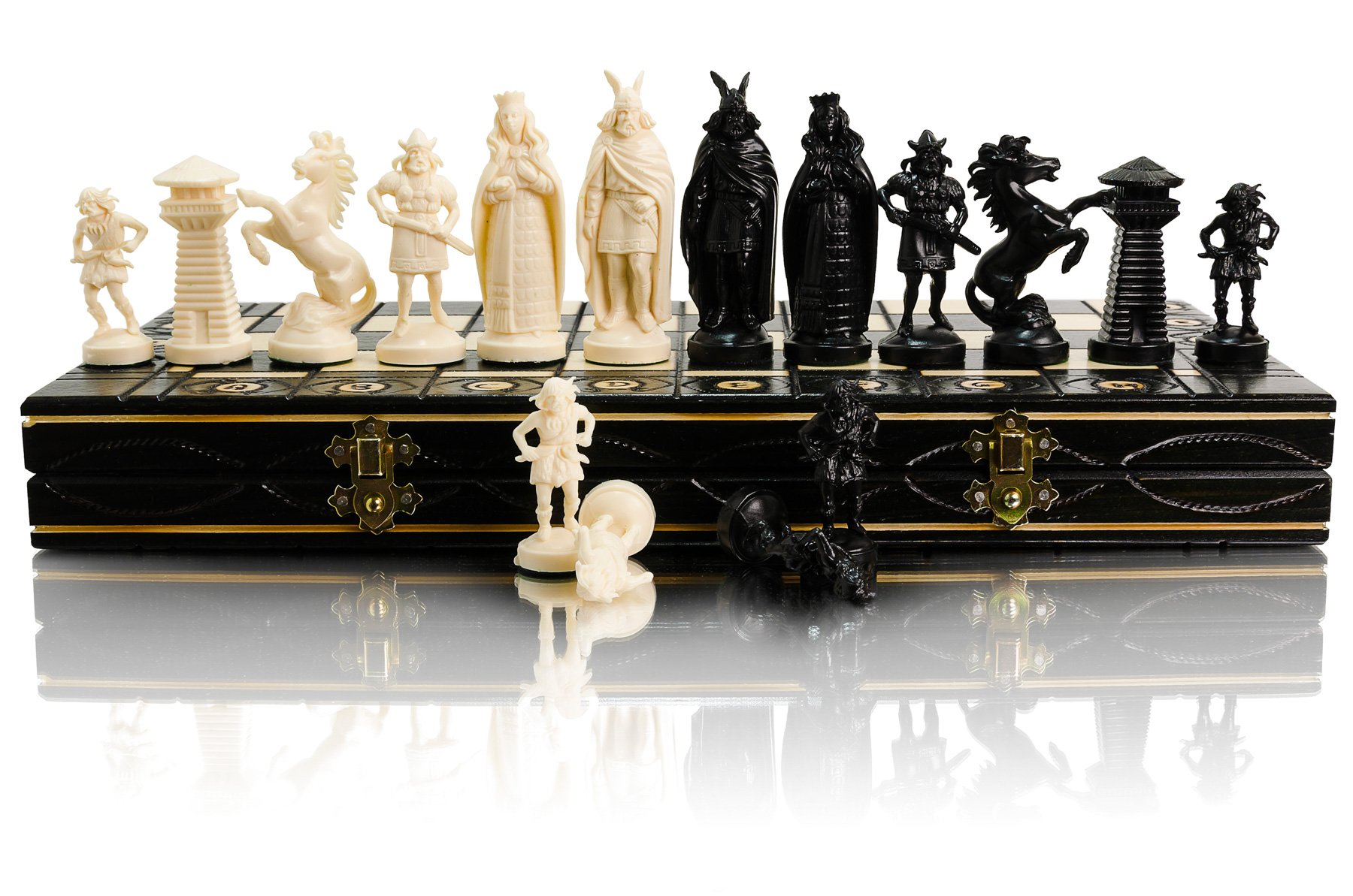 Buy Black & White Edition Chess Set 40cm / 16" Wooden Board / Plastic