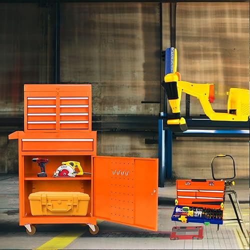 Miniatura 8 de Caja de herramientas con ruedas, caja de herramientas de metal con ruedas, gabinete de herramientas, caja de herramientas para artesanos, caja de