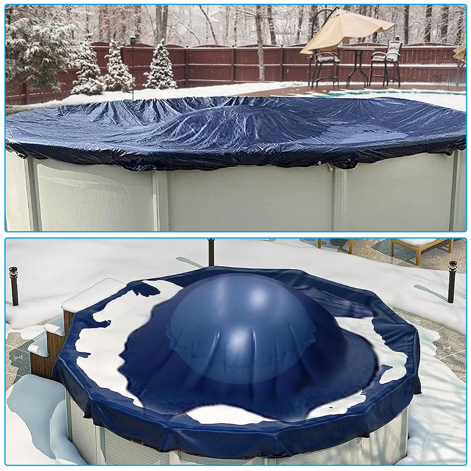 Coussin Hivernage Piscine Hors-Sol 120x120 Cm - PVC Robuste 0.3mm - Anti-Gel Avec Corde 4m - Protection Bâche Hiver