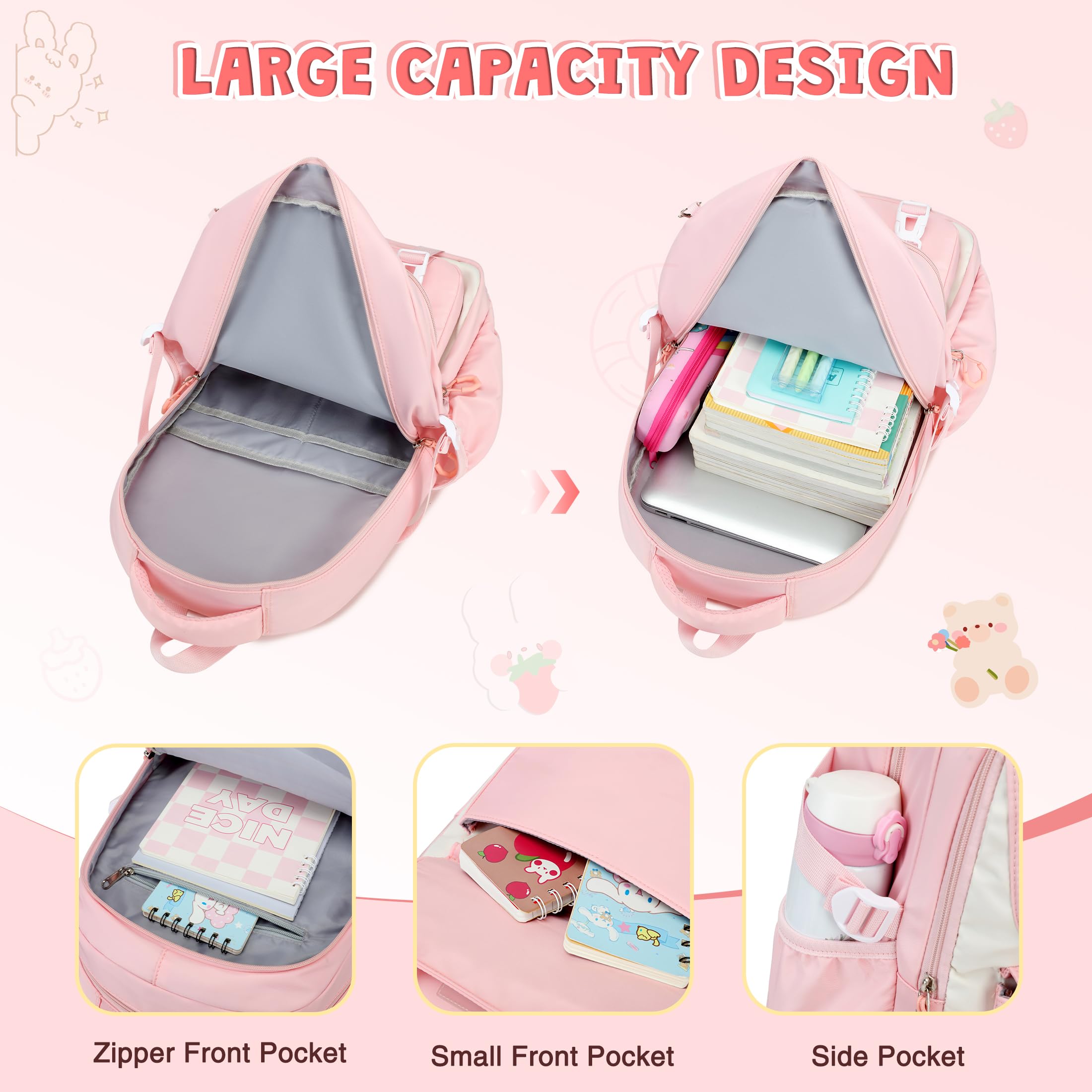 DIGOBAY Set zaino per la scuola per ragazze, zaino per bambini con astuccio portapranzo