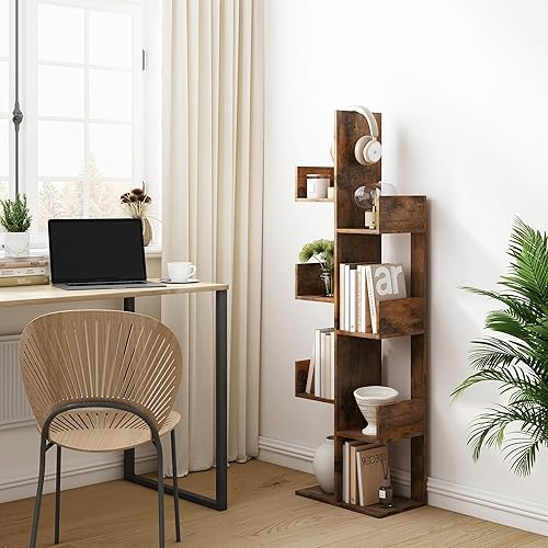 Miniatura 9 de Estantería de 8 niveles, estantería de árbol con 8 estantes para libros, estante de almacenamiento de pie para libros, CDs, plantas, estantería de