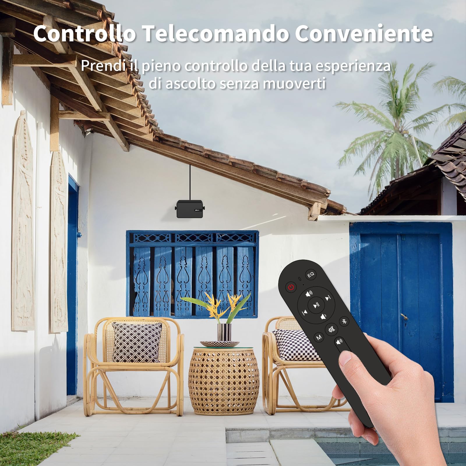 Casse Bluetooth da Esterno, Casse da Parete Attive + Passive, Design Compat, Supporto Ingresso Aux, Adatte per Patio, Veranda, Garage, Confezione da 2 (MZ-650)