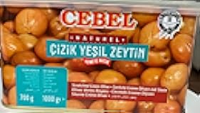 Cebel Natural Scratched Green Olives 35.27oz (Net 1000g, Drained 700g) Easy Open Tin