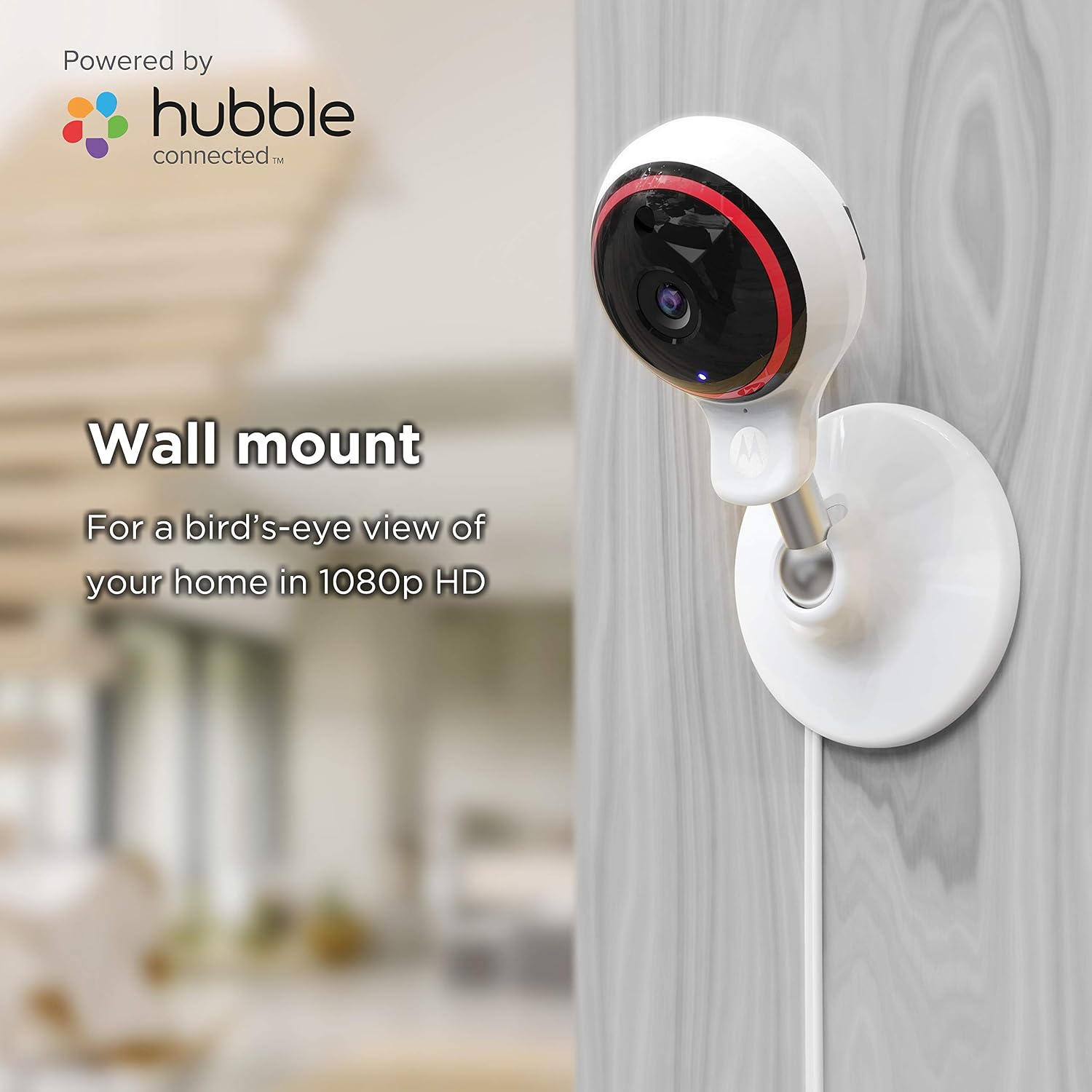 Motorola Focus71-3 Indoor Security Camera System - Surveillance, Elderly, Pet, Baby Monitor with Two-Way Audio Talk - Mountable Base, 1080p Video, 90-Degree Wide Angle View, Low Light and Night Vision