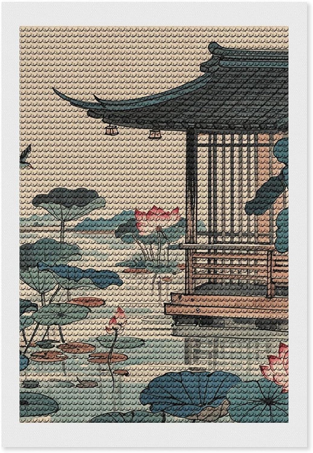 STVNKML Garden Birds and on Lake Kiosk 5D Diamond Painting Kit for Adults Full Drill DIY Diamond Art Painting with Premium Tools (Pen, Tray, Wax) HD Canvas, Creative Decor Craft Gift 8"x12"