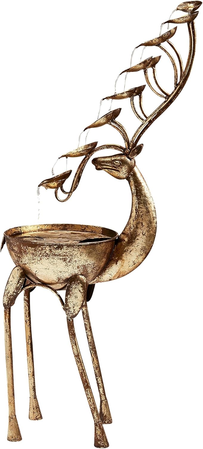 Design Toscano FU80103 Deer Antler Falls Cascading Metal Sculptural Fountain, gold