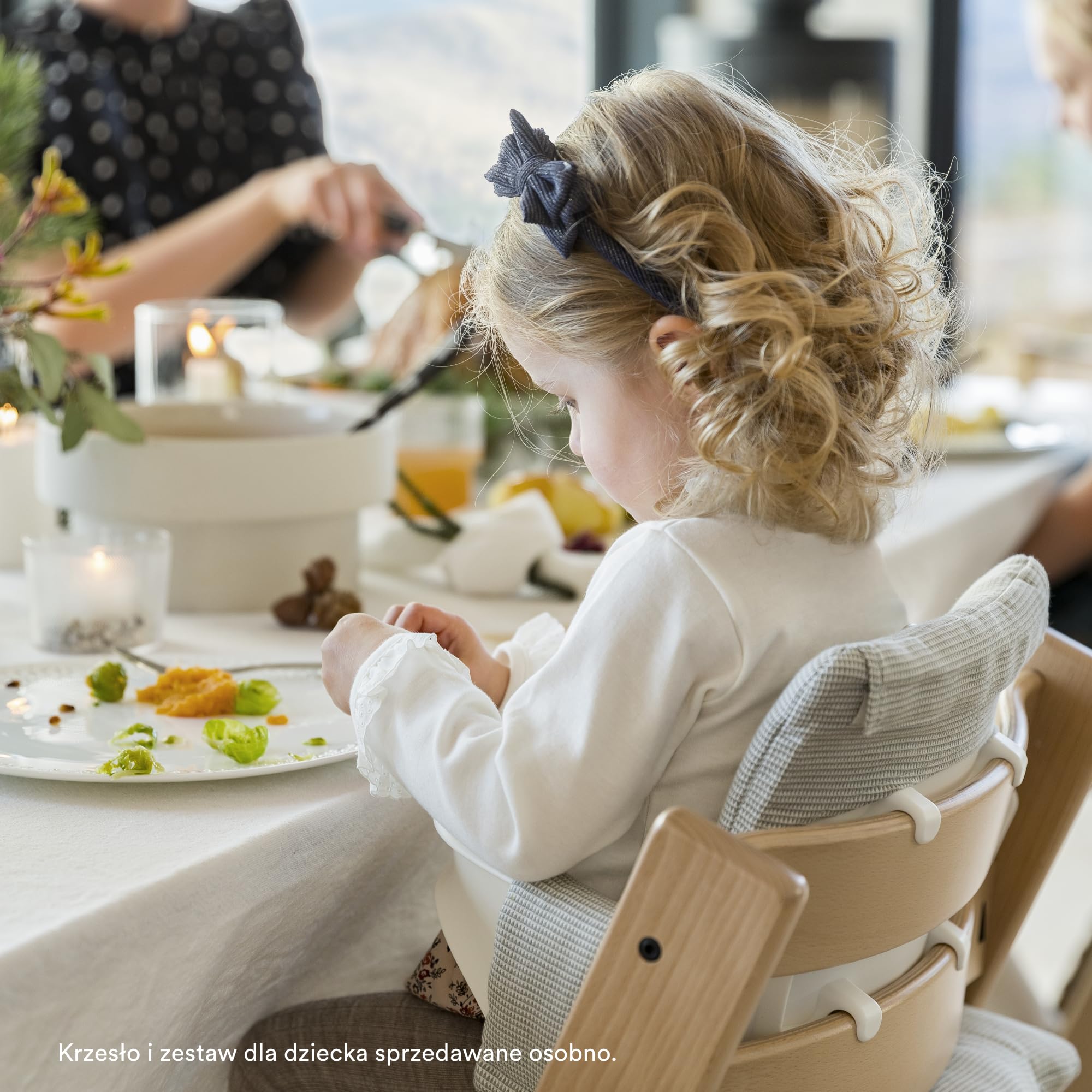 Stokke Tripp Trapp klasyczna poduszka, szara (nordic grey), para z krzesłem Tripp Trapp i wysokim krzesłem dla wsparcia i komfortu, można prać w pralce