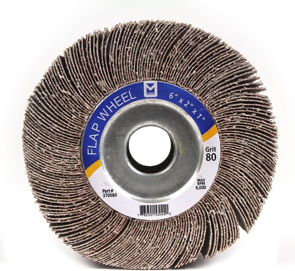 Mercer Industries 370080 Center Hole Flap Wheel, 6" x 2" x 1", Grit 80, Each
