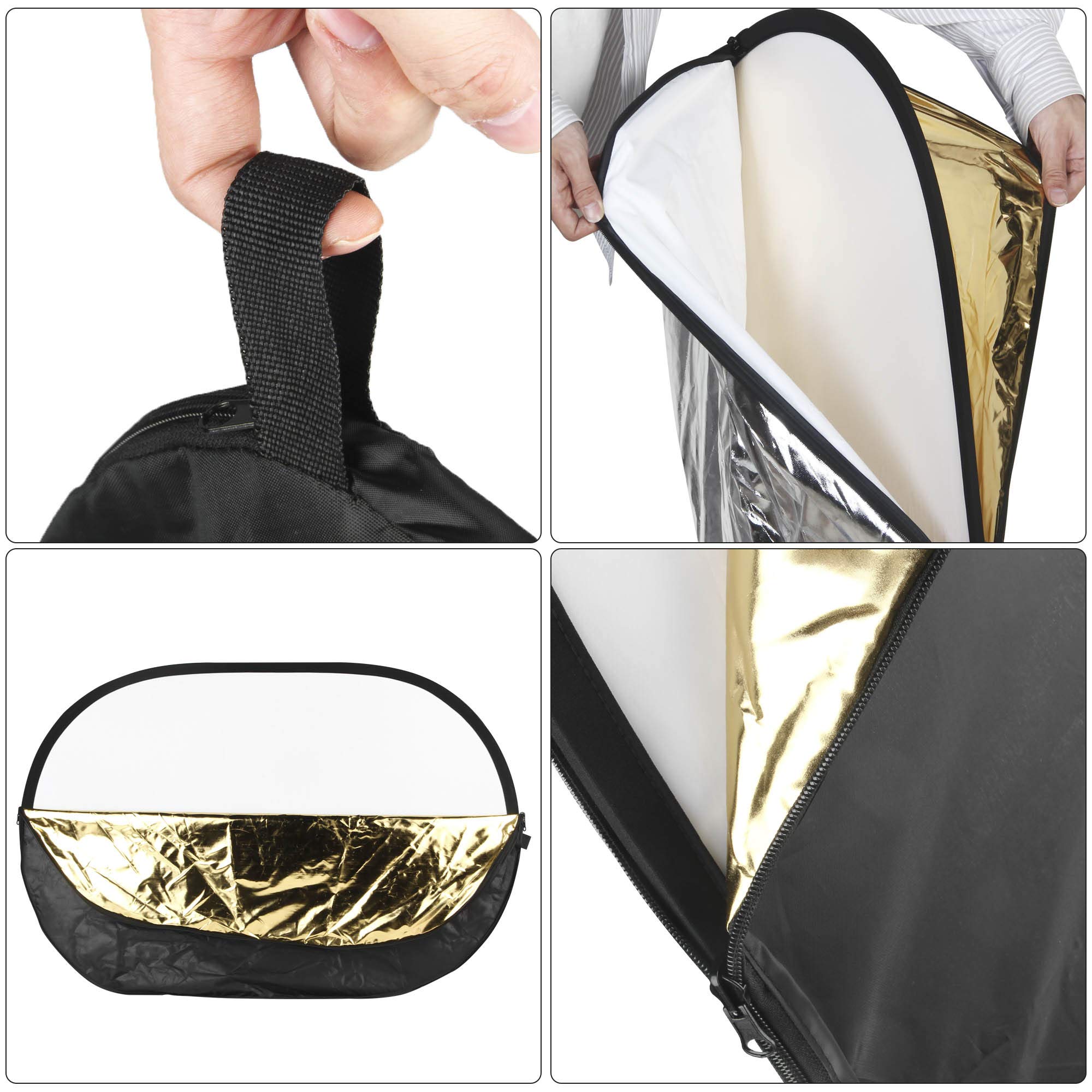 60 x 90 cm 5 in 1 Pannello Riflettente Fotografico, Pieghevole Multidisco, per Riprese Foto e Video, Accessori per luci Fotografiche