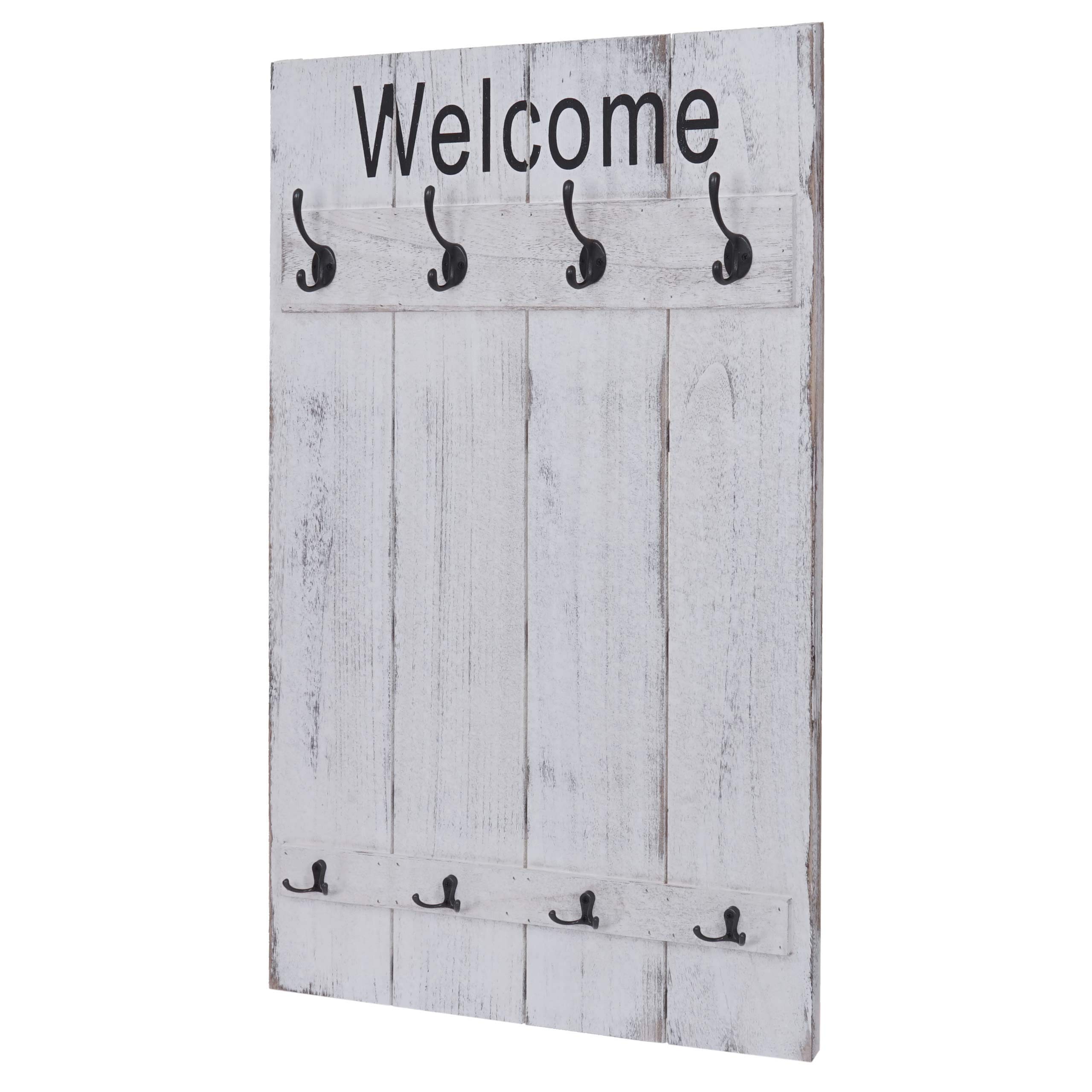 Mendler Wandgarderobe HWC-C89AM Welcome 91x60cm - weiß, shabby | Garderobe, Garderobenpaneel, Shabby-Look, Vintage