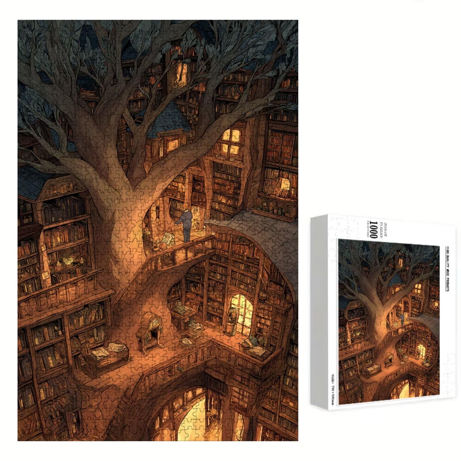 Puzzle 1500 Piezas Adultos Casa del árbol & Paisaje, Rompecabezas con Letras Traseras y Póster, Pasatiempo Antiestrés, Decoración de Pared, Regalo Decorar Mujer Hombre 87 x 57 cm (14 Años +) P3#785