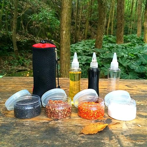 Miniatura 2 de 7 frascos de plástico PET para especias a prueba de humedad con tapa, para camping, picnic, cocina al aire libre, mezclador de especias, botella