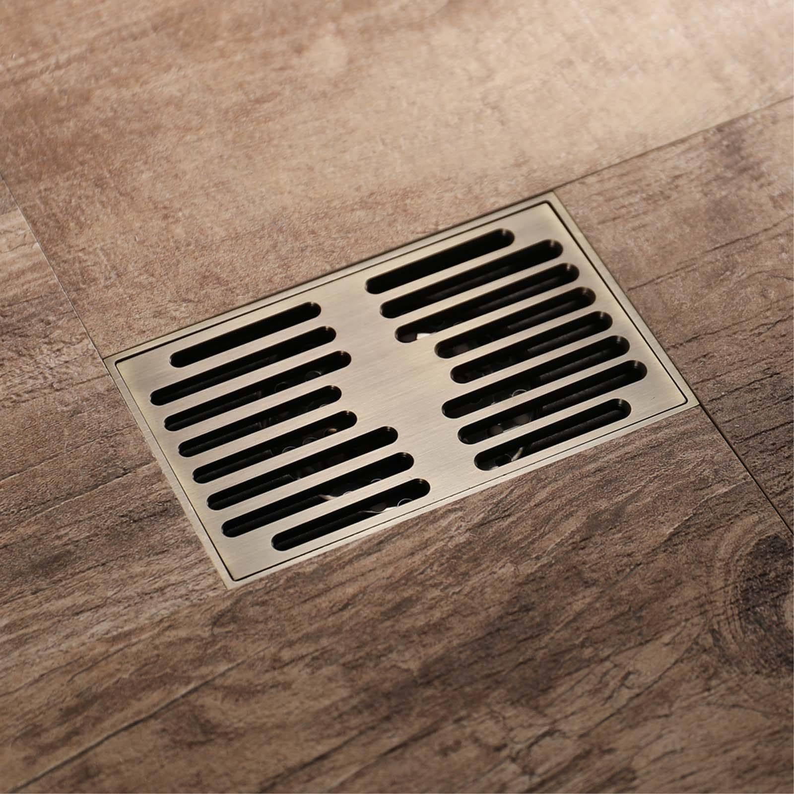 Bonde Douche Acier Inoxydable Siphon Douche Rectangle Bonde de Douche Amovible Bonde Douche Extra Plate Épaissir Siphon de Sol 140*90mm Convient Pour Balcon, Salle de Bain, Cuisine avec Socle