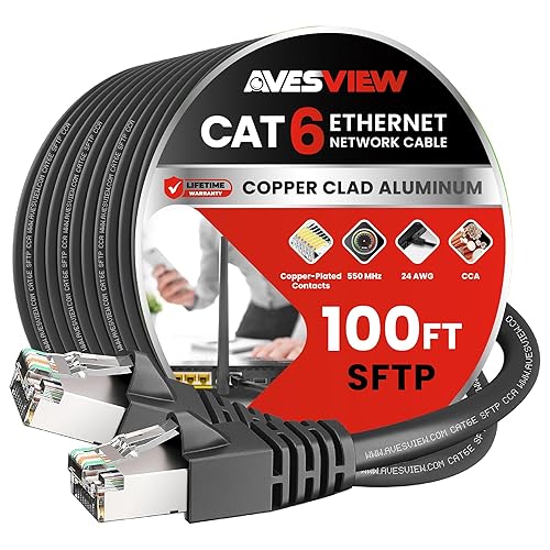 Miniatura 17 de Cable Ethernet blindado CAT 6 de 25 pies, cable de alta velocidad para interiores (SFTP) de 10Gbps, cable Ethernet blindado sin enganche de 25 pies