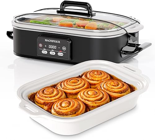 Magnifique - Cacerola digital de 4 cuartos de galón, utensilios de cerámica prémium para horno, apto para lavavajillas, color negro