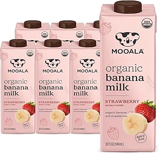 Mooala – Organic Strawberry Bananamilk, 32 fl oz (Pack of 6) – Shelf-Stable, Non-Dairy, Nut-Free, Gluten-Free, Plant-Based Beverage with No Added Sugar
