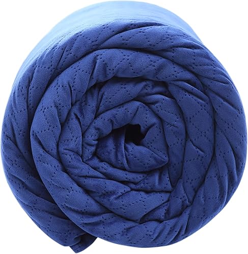 Classic Brands Manta acolchada con peso de 20 libras con funda extraíble, azul marino Regalo para las fiestas