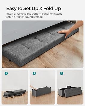 SONGMICS Storage Ottoman Bench, Foldable Foot Rest with Legs, 15 x 43 x 15.7 Inches, End of Bed Bench, Storage Chest, Load up to 660 lb, for Living Room, Bedroom, Entryway, Slate Gray ULSF018G01