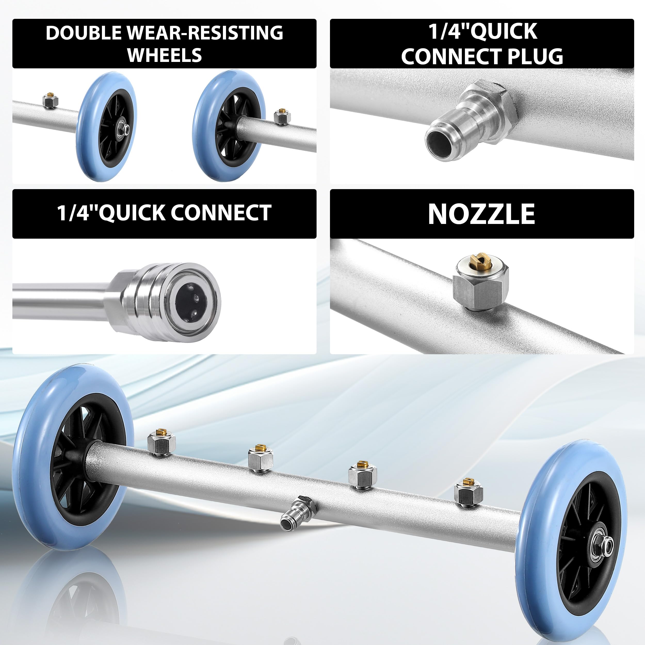 M MINGLE Nettoyeur Sous Voiture 40cm avec Canon à Mousse, pour KarcherK2-K7 | Nettoyeur Dessous de Caisse pour Nettoyeur Haute Pression, Rallonges de Lance et Adaptateur, Raccord Rapide 1/4", 280 bar