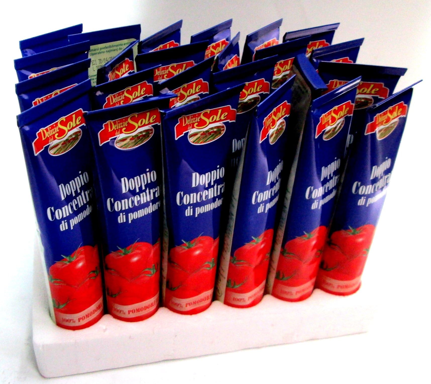 Delizie dal Sole: "Doppio Concentrato Di Pomodoro" Double Concentrated Tomato Sauce "Convenience Pack" 7.05 Ounce (200g) Tube (Pack of 24) [ Italian Import ]