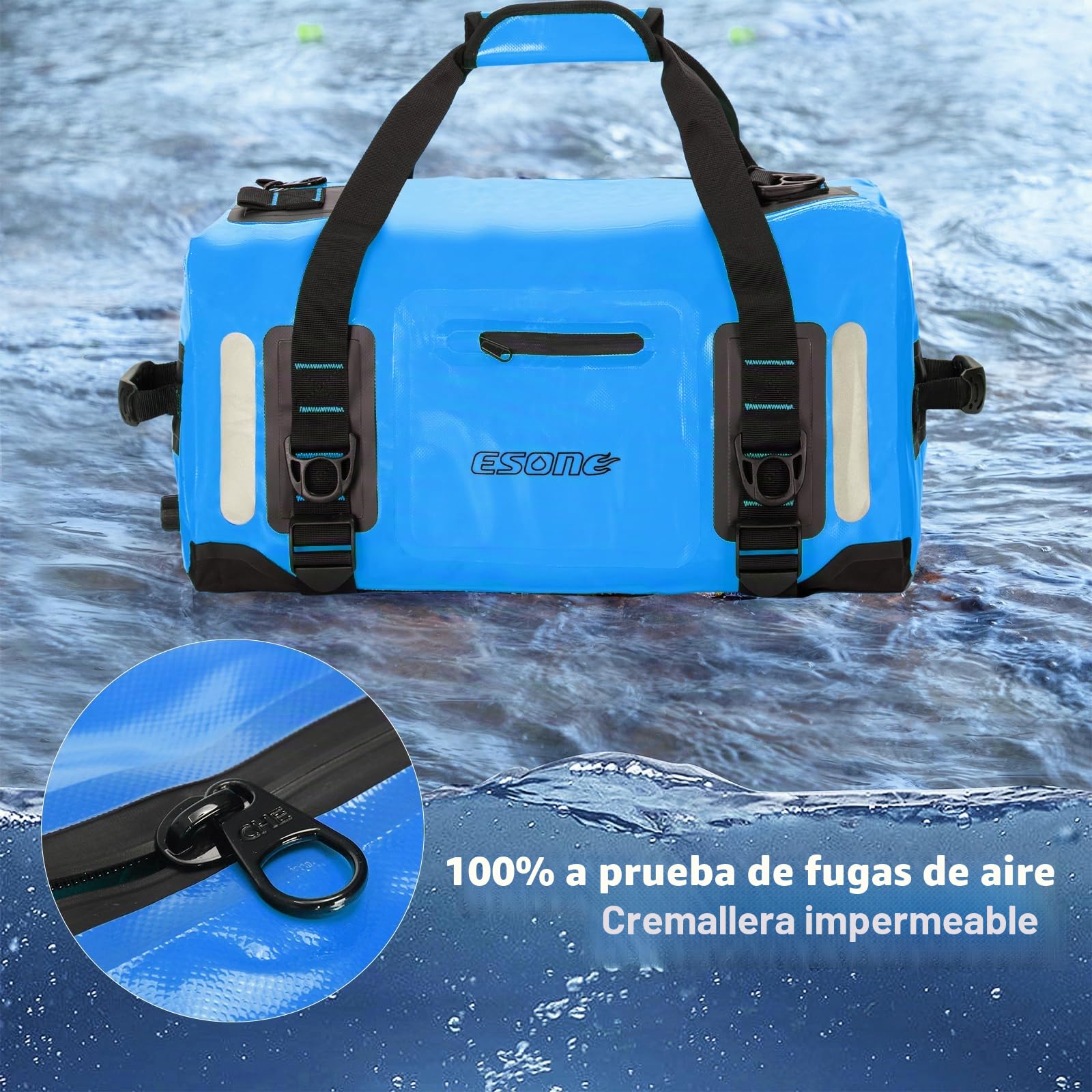 ESONE Bolsa de Viaje Impermeable para Hombres/Mujeres, Bolsas Secas para Kayak Mochila, Bolsa Seca Mochila Impermeable Duffel Bag Aplicable Boating Camping Paddle Board Surfing