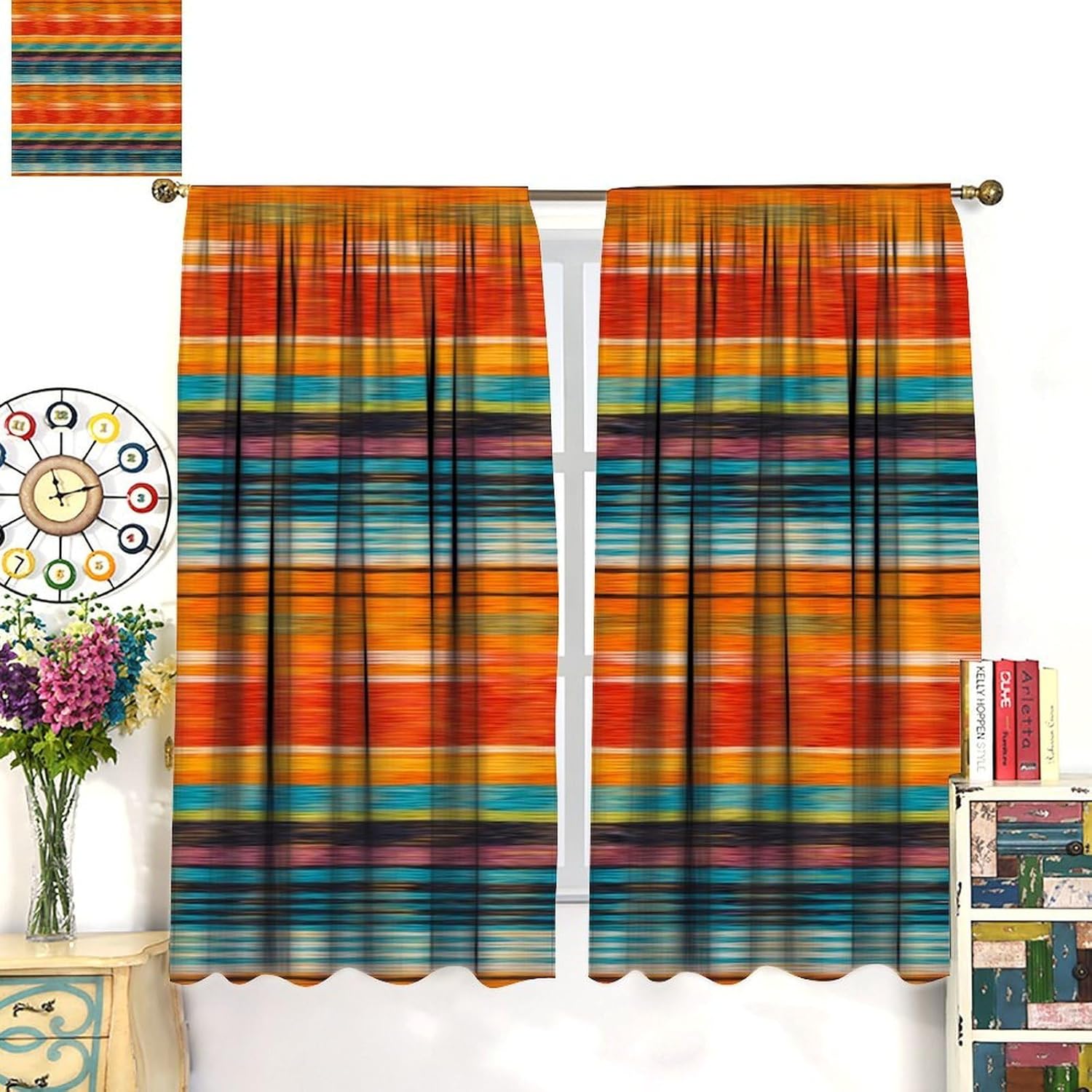 Mexican Aztec Curtains Abstract Vintage Aztec Motif Gradient Blurred Lines Ecuador Crafts Pattern Blackout Rod Pocket Curtains for Bedroom Living Room Kitchen Window Drapes 2 Panels 42x45 Inch