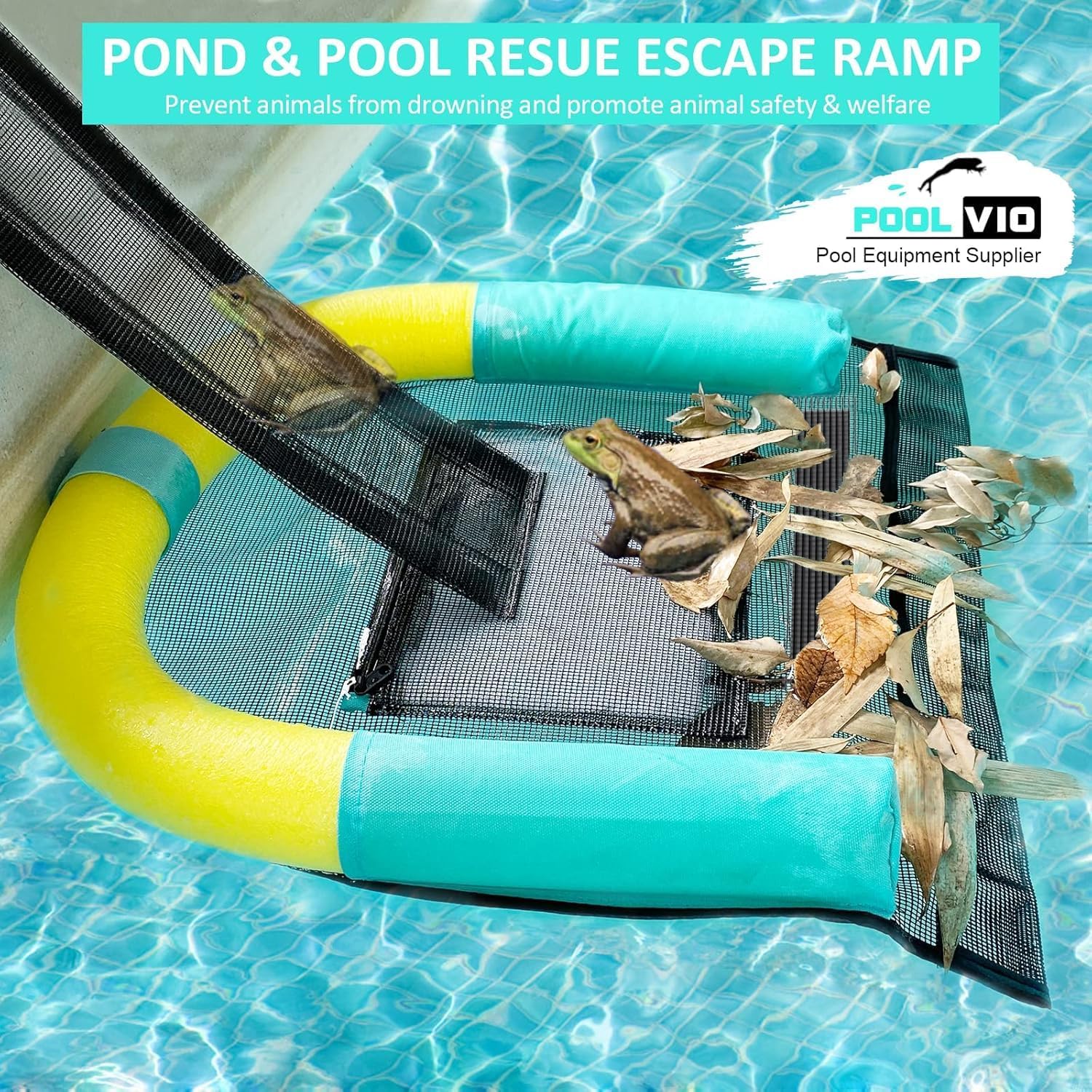 Poolvio Animal Saving Escape Ramp for Pool, Save Critters in Swimming Pool Device Handy, Pool Accessories in Floating Ramp Rescues Saving Frogs, Toads Animal Mice, Birds