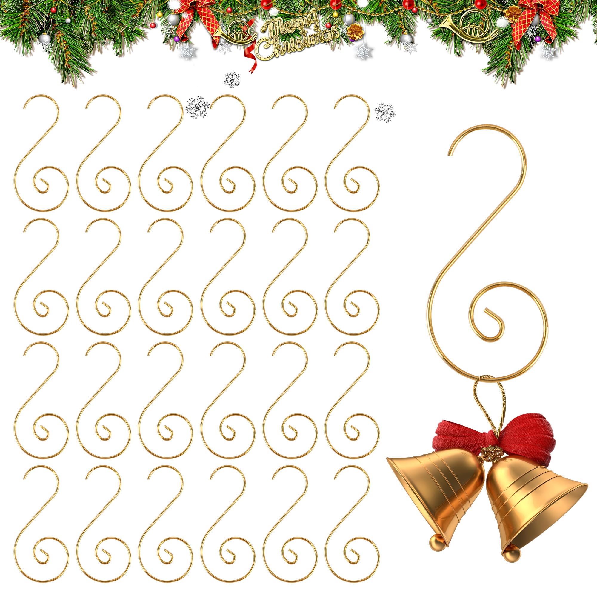 Ornament Hooks, Gold Christmas Ornament Hangers, 100 Pcs Christmas Ornament Hooks, Christmas Tree Hooks for Ornaments, Christmas Tree Decoration Hangers for Xmas Tree Xmas Balls Party Decorations