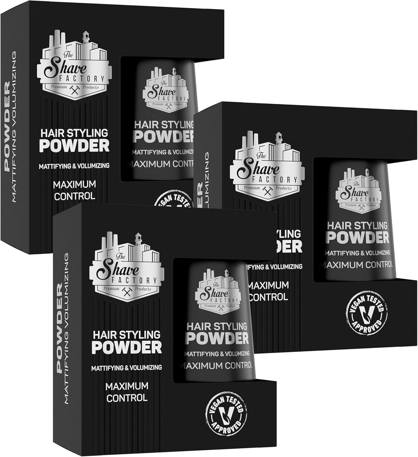 The Shave Factory Hair Styling Powder – Mattifying & Volumizing voor ongeëvenaarde Textuur, Volume en Matte Afwerking – Perfect voor Elke Look en Haartype 20g (3 Stuks, Classic)