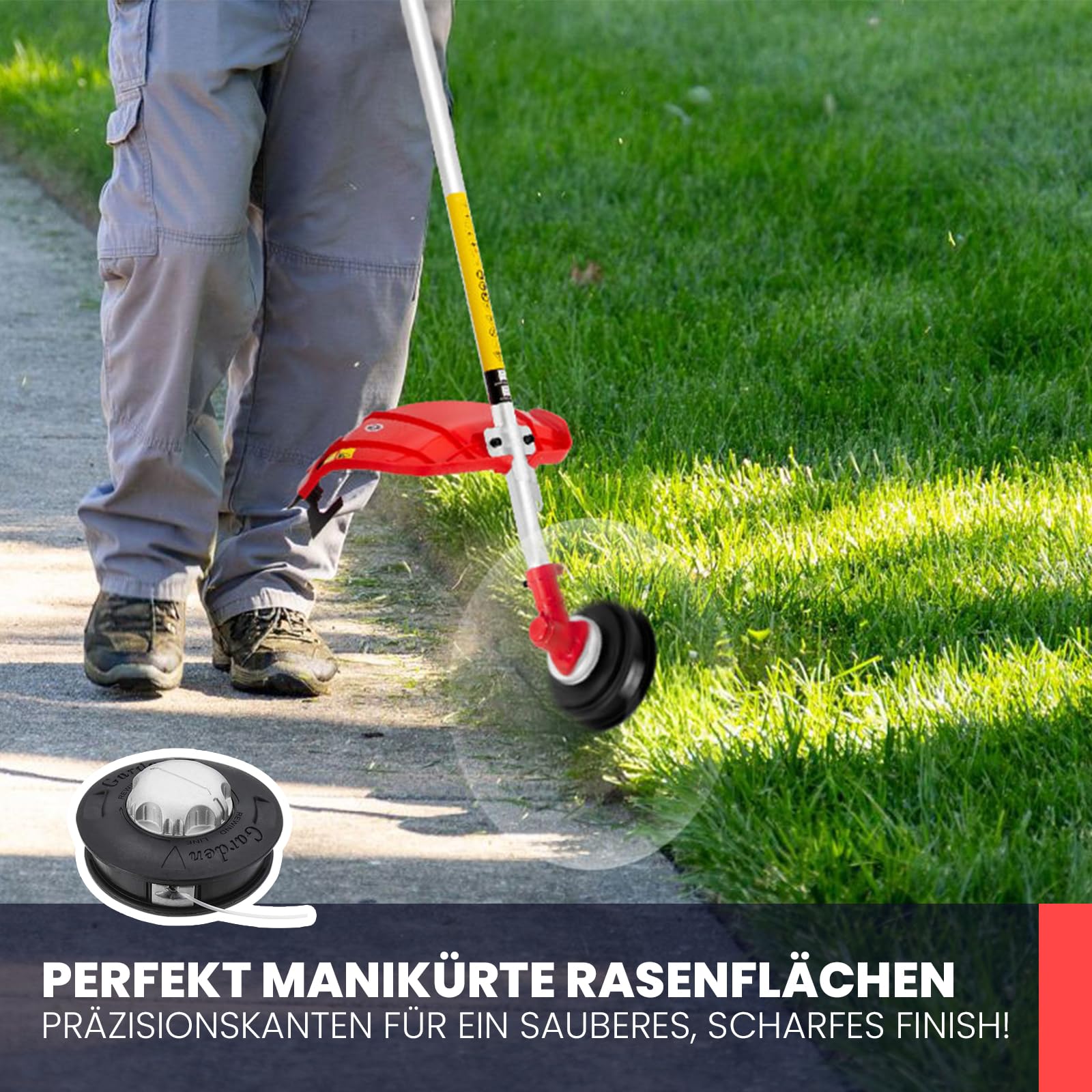 BU-KO 52cc Multifunktions-Gartengerät mit großer Reichweite: Strimmer und Freischneider ausziehbare Heckenschere Kettensäge Rasentrimmer 3X 75cm Verlängerungsstangen