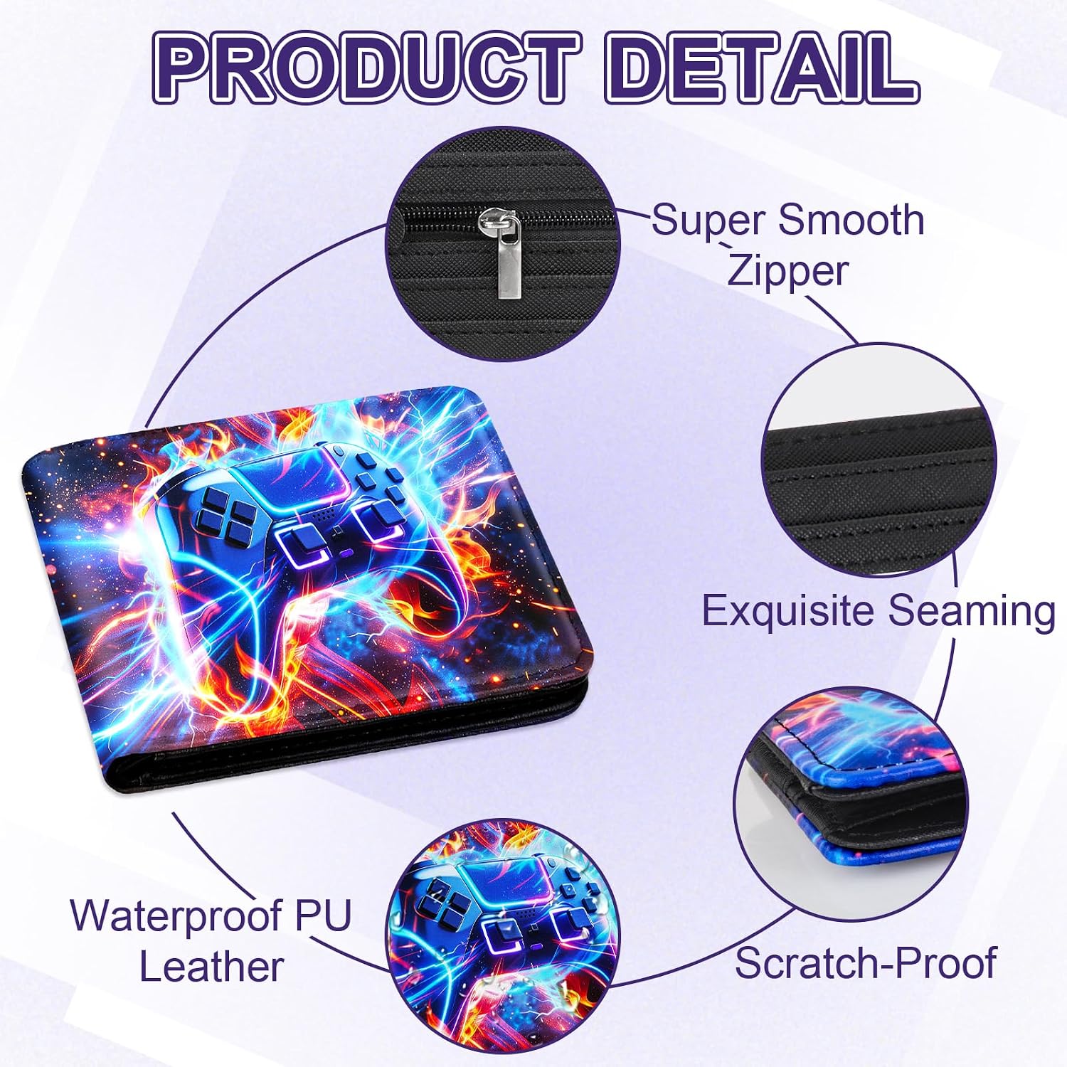 Kids Wallet for Boys, Teen Boys Wallet for Kids Ages 5-14 Leather Bifold Wallets with Coin Pocket ID Window, Christmas Birthday Gift for Kids Boys Teenager Game console