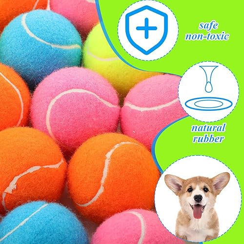 Miniatura 3 de Skylety 40 pelotas de tenis chirriantes de 2.5 pulgadas a granel para perros y mascotas, juguetes interactivos, pelota de tenis de práctica fácil de