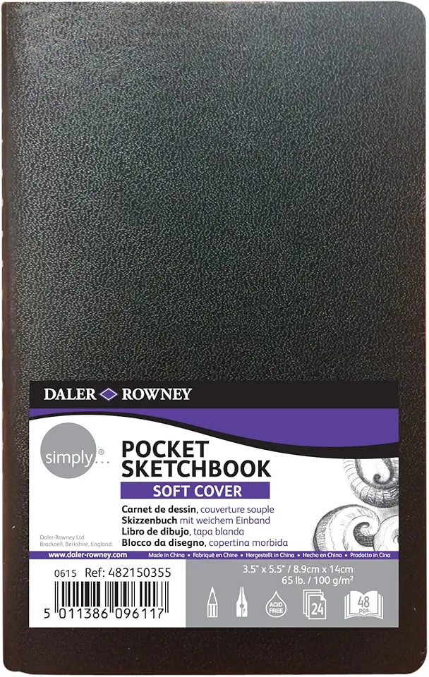 DALER ROWNEY Simply Sketchbook, Papel para Desenho em Caderneta, Tamanho 14x8,9cm, Capa Flexível